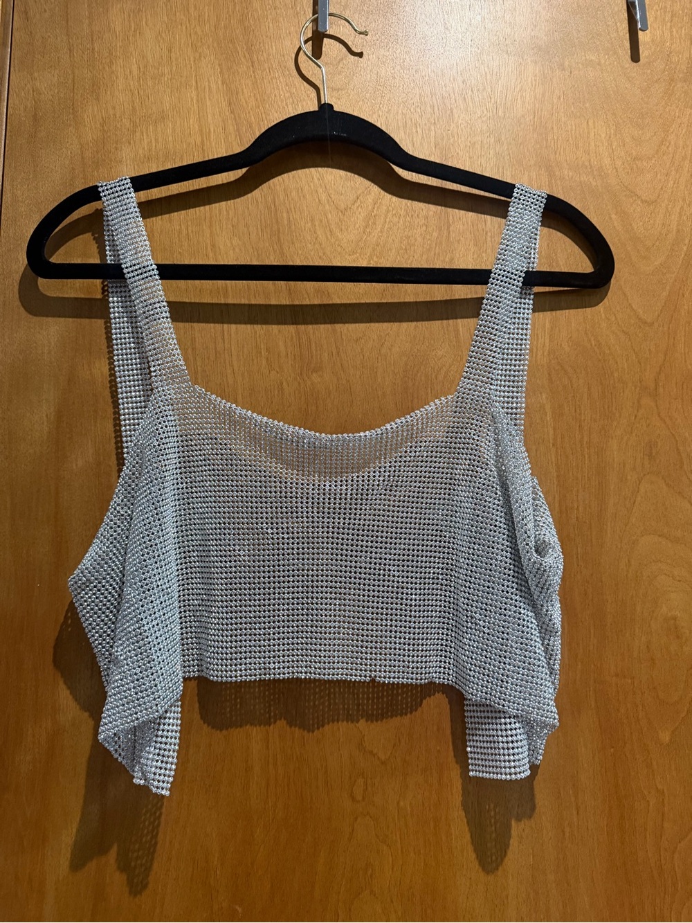 Silver Mesh Crop Tank Top - Women's Sparkle Crop